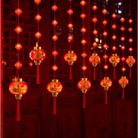 New Year Curtain Lights Spring Festival Red Lantern Atmosphere Lights Home New Year Balcony Window D