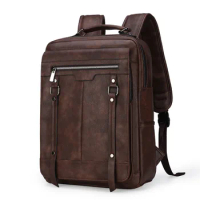 Trendy Men's Laptop Backpack Bags Super Large Capacity Leather Student School Bag Men's Leisure Travel Bag Business Backpack