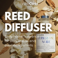 CasaCéria Reed Diffuser Tubereuse Noire - Aroma Tuberose Dengan Desain Elegan Ideal untuk Rumah dan 
