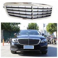 Front Bumper Grille Silver Grill for Mercedes Benz E Class W212 E200L Old Style Three Horizontal Model Styling Car Accessories