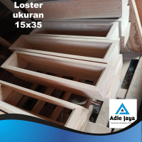 Loster pintu dan jendela kayu mahoni ukuran 15x35