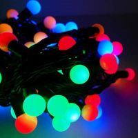 【聖誕裝飾品特賣】聖誕燈100燈LED圓球珍珠燈串(插電式/彩色光黑線/ 附控制器跳機 高亮度又省電)