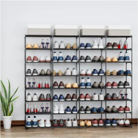 Shoe Rack Metal Shoe Rack Large Capacity 4 Rows 8 Tier 56-64 Pairs Shoes Boots Storage Organizer Furniture Living Room Home