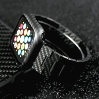 Genuine Real Carbon Fiber Strap Bracelet For Apple Watch Series 7 6 5 4 Magnet Link Band + Frame Case