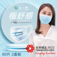 【極舒感】4D支撐型醫療口罩 自由呼吸極致體驗-淺藍色(50片*2盒組)