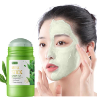 Green Tea Purifying Stick Mask Mud Skin Care Oil Control Anti Acne Solid Clearing Fine Pores Whitening Remove Dirt Mask 40g