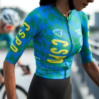 CSPD-Breathable Cycling Jersey for Women,Lightweight Bicycle Clothing, Road Bike Jersey,Micro-perforated Back Panel