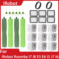 For iRobot Roomba i7 Accessories I7+ E5 E6 Robot Vacuum Cleaner Main Side Brush Hepa Filter Dust Bag Rag Replaceable Spare Parts