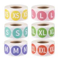 500pcs New XS/S/M/L/XL/XXL 6 Models Colorful Round Clothing Size Label Stickers for clothing Shoes Hat Underwear Bra Tags 1 inch