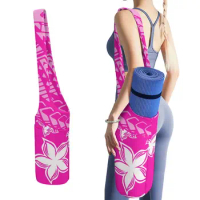 Travel Portable Shoulder Sports Bag Yoga Mat Stylish Storage Bag Polynesian Women's Yoga Mat Storage Bag Art Print