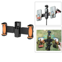 2 in 1 Foldable Dual Phone Holder Expand Frame Cold Shoe Interface Adapter For DJI Osmo Pocket 3 Action Camera Accessories