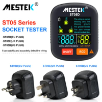 MESTEK Socket Tester Detector wiring Electroscope Electric Plug Color Screen RCD Safety test Electric Tester Home Socket Tester