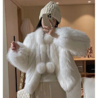 Fur Coat for Women French Style Retro Eco-friendly Fox Fur Thickened Fur Short Coat with Versatile Outer Wear Temperament