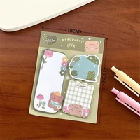 SK-A89 Sticky Note 3 IN 1 Motif Kartun Bear Cat Kertas Memo Kombinasi Pola Hewan / Tempelan Kertas H