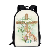 Easter Day Cross School Bags for Kids Boys Jesus Risen Print Girls Bookbags Women Casual Large Capacity Daily Backpack 16 Inch