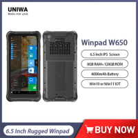 UNIWA WinPad W650 Mini Tablet 6.5 Inch Quad Core 8GB+128GB Rugged 4G IOT Hanheld Windows PDA PC MIL-STD-810H Waterproof 4000mAh