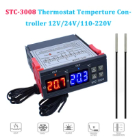 STC-3008 Dual Digital LED Temperature Controller Thermoregulator Incubator Two Relay Output Thermostat with Probe 12V 24V 220V