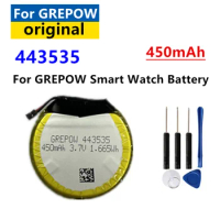 New 443535 3.7V 450mAh Rechargeable li Polymer Round battery For Smart watch Finow x3 Finow x5 replace lem5 lem 5+Free Tools