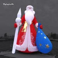 Outdoor Giant Inflatable Santa Model 6m Red Air Blow Up Father Christmas Balloon With Gift Bag For Xmas And New Year Decoration