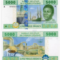 2002 Gabon 2000-5000 Franc Original Notes UNC (Fuera De uso Ahora Collectibles)