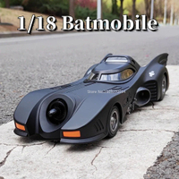 1/18 Batmobile จำลองล้อแม็กรถยนต์รุ่นของเล่น D Iecasts ด้วยแสงเสียงดึงกลับรถม้าคอลเลกชันเด็กของขวัญคริสต์มาส
