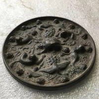 Antique Han Dynasty Bronze Mirror Collection, Round Beast Grape