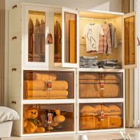 Large Capacity Wardrobe Storage Cabinet Installation Free Clothing And Bedding Sorting Folding Box Double Open Organizer Bin