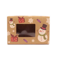 20 Pcs/Lot Kraft Paper Cookie Cake Box Diy Foldable Baking Packaging Paper Case Christmas Dessert Wrapping Boxes Kids Gift Stora