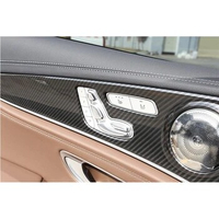 Carbon Fiber vinyl ABS Car door control panel covers sticker for Mercedes Benz NEW E class E200L E300L E320L Car Accessories LHD