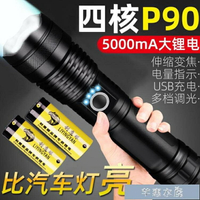 手電筒利鷹眼P90強光手電筒便攜充電超亮戶外變焦疝氣燈遠射聚光led氙