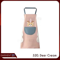 Apron Celemek Barista Waterproof Anti Air Dengan Lap Tangan Pria Wania Karakter Lucu Bahan Tebal 320