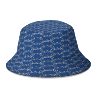 Tandem Types Pattern White on Blue Bike Ride Bicycle Bucket Hat For Women Men Teenager Foldable Bob Fisherman Hats Panama Cap