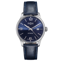 DAVOSA Gentlemen 現代經典紳士系列套裝腕錶-藍面/藍色車線皮帶/40mm