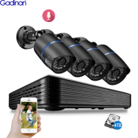 Gadinan H.265AI 5MP POE NVR CCTV Security Camera System Audio 5MP/4MP IP Camera Home Outdoor Bullet Surveillance CCTV Video Kit