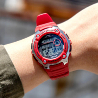 【CASIO 卡西歐】日本限定 世界五局電波運動腕錶-紅(WV-200R-4A)