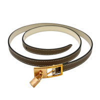 【二手名牌BRAND OFF】HERMES 愛馬仕 Lucky 15 皮革 腰帶 皮帶 大象灰色 鍍玫瑰金