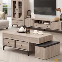 WAKUHOME 瓦酷家具Ivy時尚輕工業風4尺升降茶几(含插座)A011-I210寬120X深60X高48(公分)