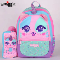 Genuine Australian Smiggle Pink Pointed Cat Book Bag Student Stationery Pencil Box Lunch Bag Split Layer Backpack Student Gift