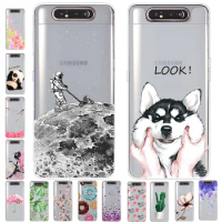 For Samsung Galaxy A80 Case TPU Silicone Soft Floral Cartoon Clear Case for Samsung Galaxy A80 A90 5G A 80 90 Phone Back Cover