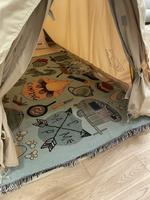 露營裝飾 Camping波西米亞沙發毯線毯  戶外系火把圖案毯子