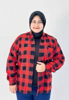 LEZAHRASIGNATURE Kemeja Flanel Panjang Wanita (Jumbo Fit BB 95 kg) Merah - Hitam
