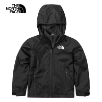 【The North Face 官方旗艦】北面兒童黑色防水透氣舒適保暖連帽三合一外套｜82Y1JK3