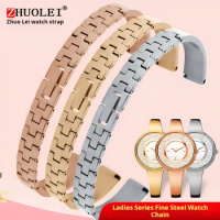 8mm 10mm 12mm 14mm Ladies Stainless steel watchband For Armani Swarovski Casio fossil watch strap women Fashion Bright bracelet