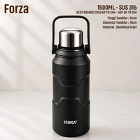 ISUKA Forza 1500ML Tumbler Premium Termos Jumbo Stainless Botol Minum Camping Outdoor Bahan Anti Kar