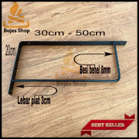 Besi bracket siku tiang penyangga rak ambalan dinding ukuran 30cm - 50cm