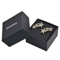 【CHANEL 香奈兒】經典大小星星雙C LOGO水鑽鑲飾穿式耳環(金AB9819-OR)