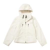 【The North Face 官方旗艦】北面UE女款米白色舒適保暖大口袋設計連帽抓絨外套｜8AGDQLI