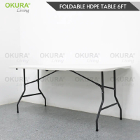 OKURA 6ft Foldable Banquet Table Event / Catering / Hall / Buffet Folding Table Pasar Malam Meja Lip