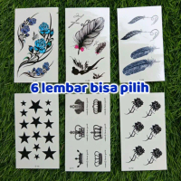 6 gambar tato temporer kode C simbol bintang kupu bunga mix