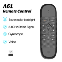 A61 Voice Remote Control 2.4G Wireless Air Mouse Gyroscope 7 Color Backlit Mini Keyboard For Android TV BOX X96 H96 MAX X98 AM6